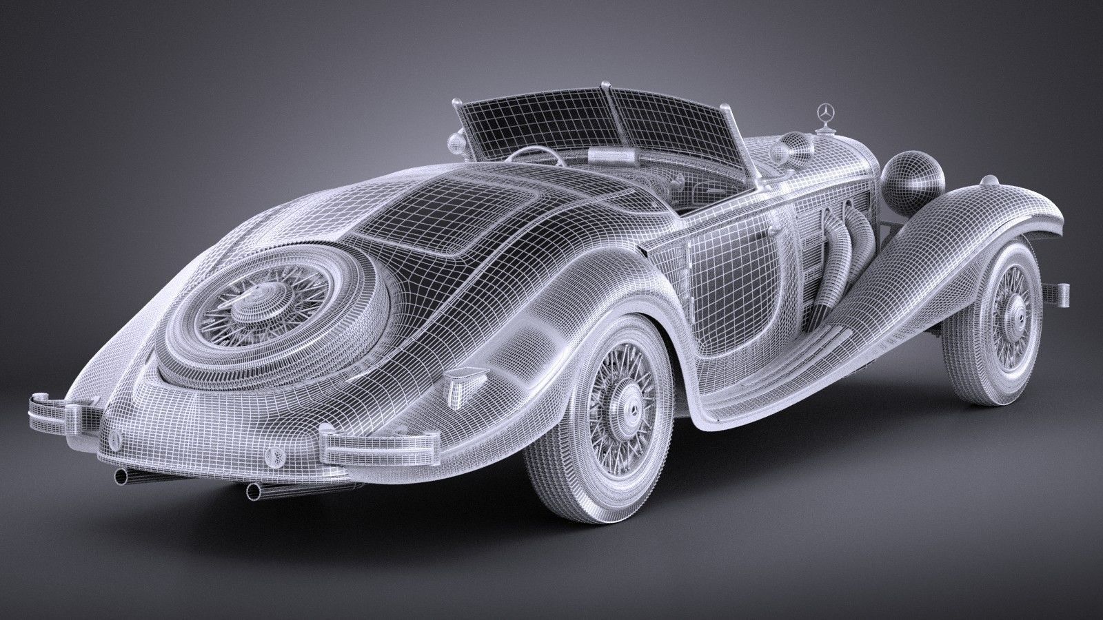 Mercedes 540K 1936 VRAY 3D model_15