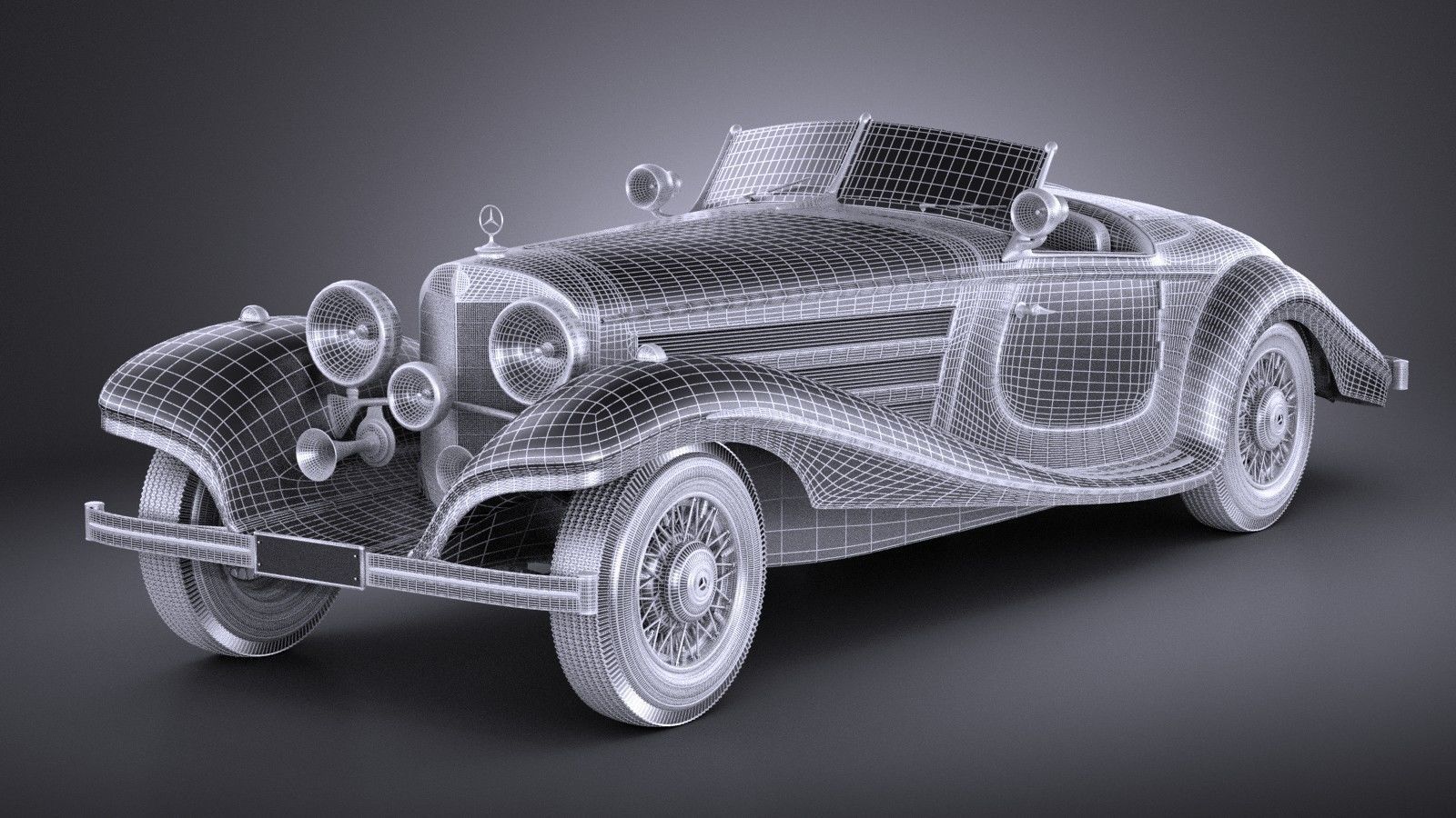 Mercedes 540K 1936 VRAY 3D model_16