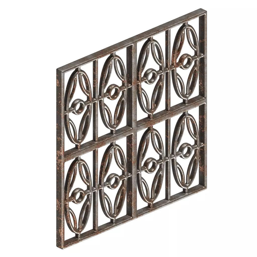 Rusty Premium Window Grill 3D model_1