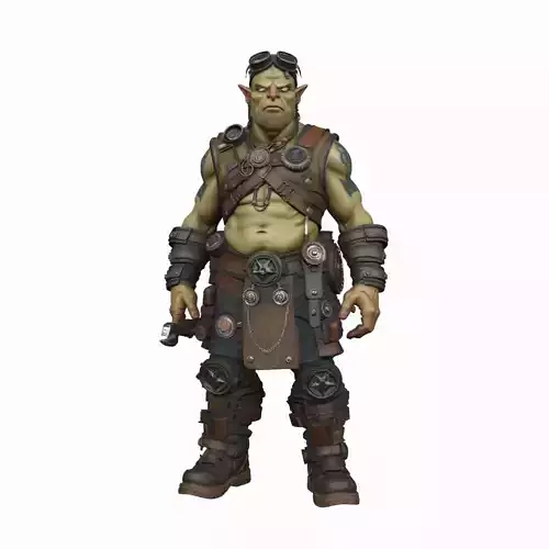 Detailed Inventive Mechanical Orc Engineer 3D Model World