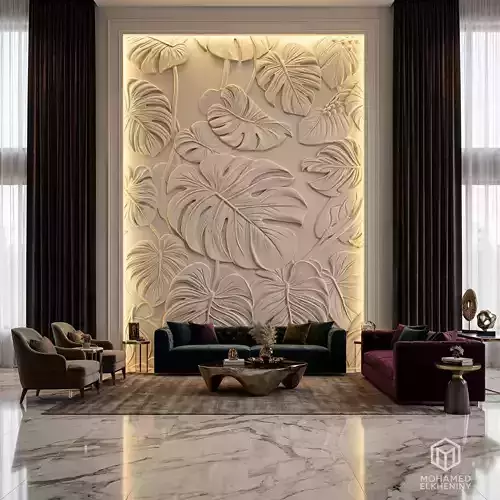 modern panel wall decor set relief stl mural CNC 250