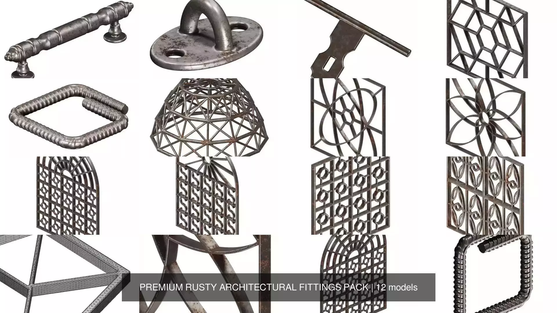 PREMIUM RUSTY ARCHITECTURAL FITTINGS PACK 3D Model Collection_0