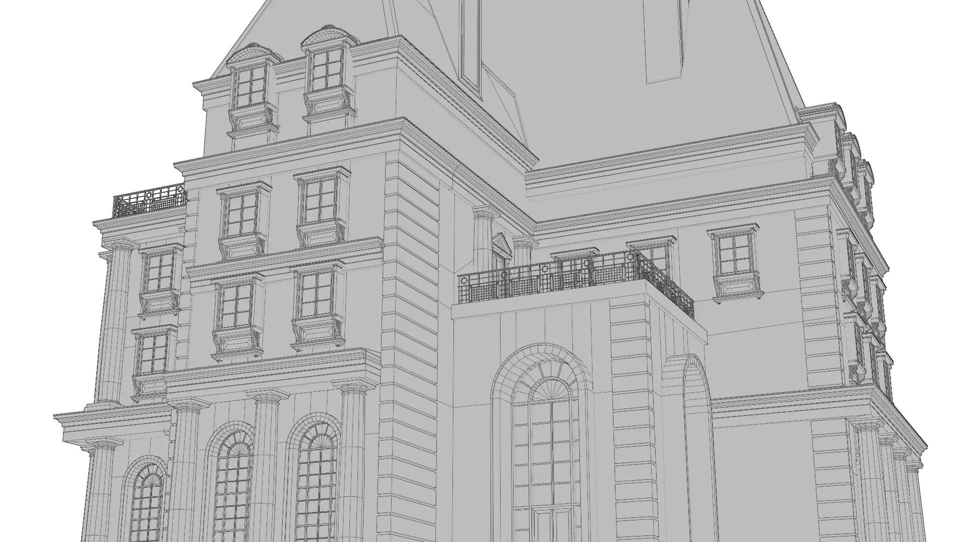 Classical European Building - House 19 3D model_16