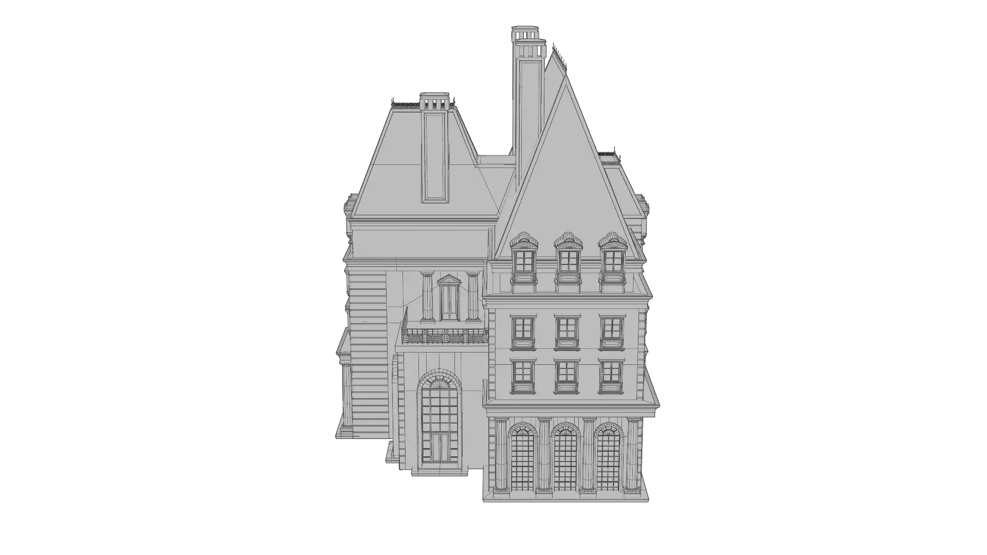 Classical European Building - House 19 3D model_12
