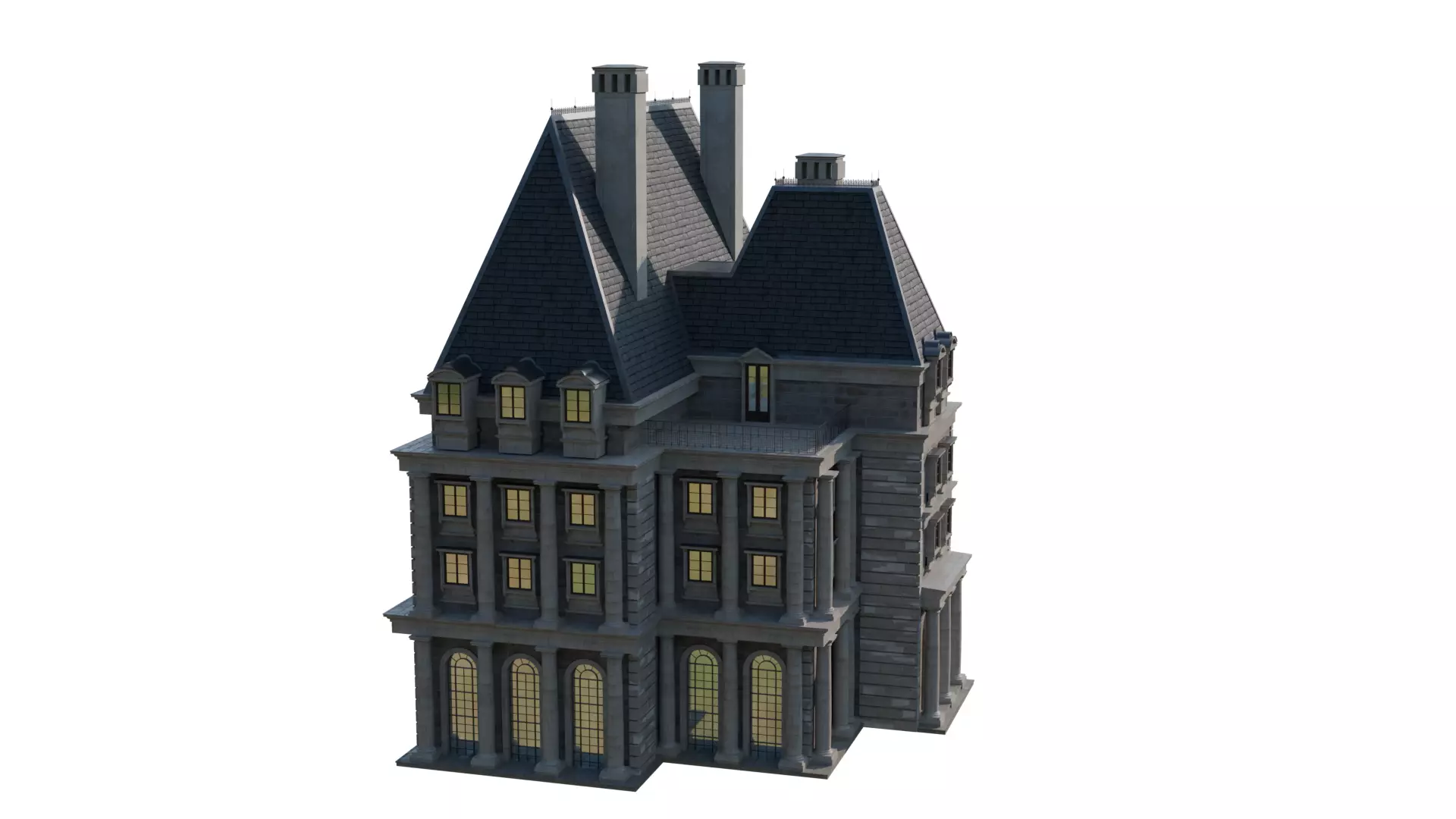 Classical European Building - House 19 3D model_6