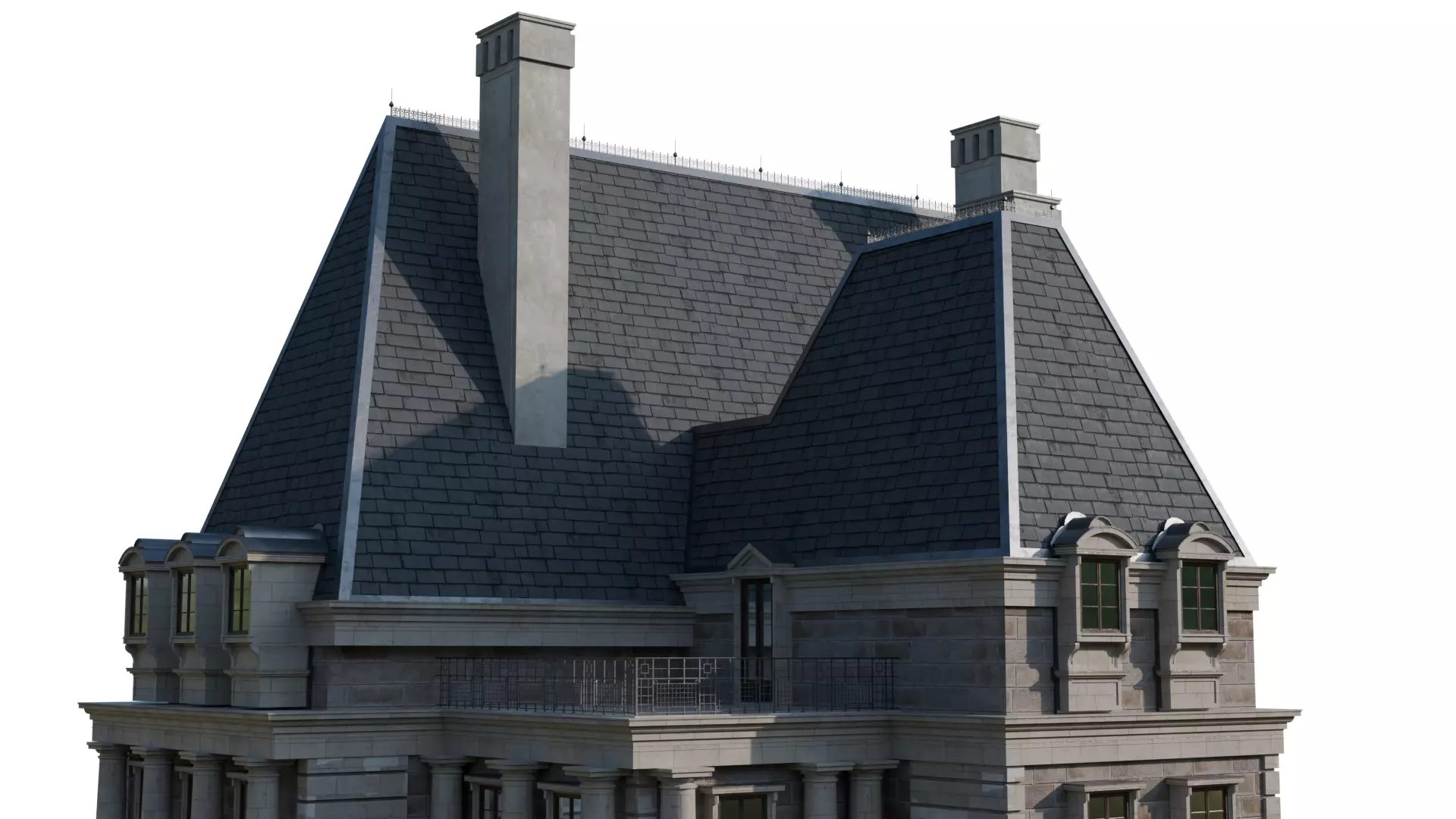 Classical European Building - House 19 3D model_7