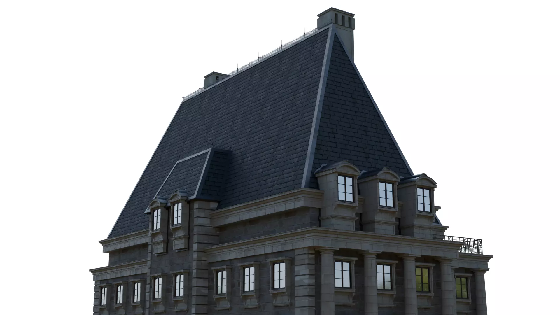 Classical European Building - House 19 3D model_9