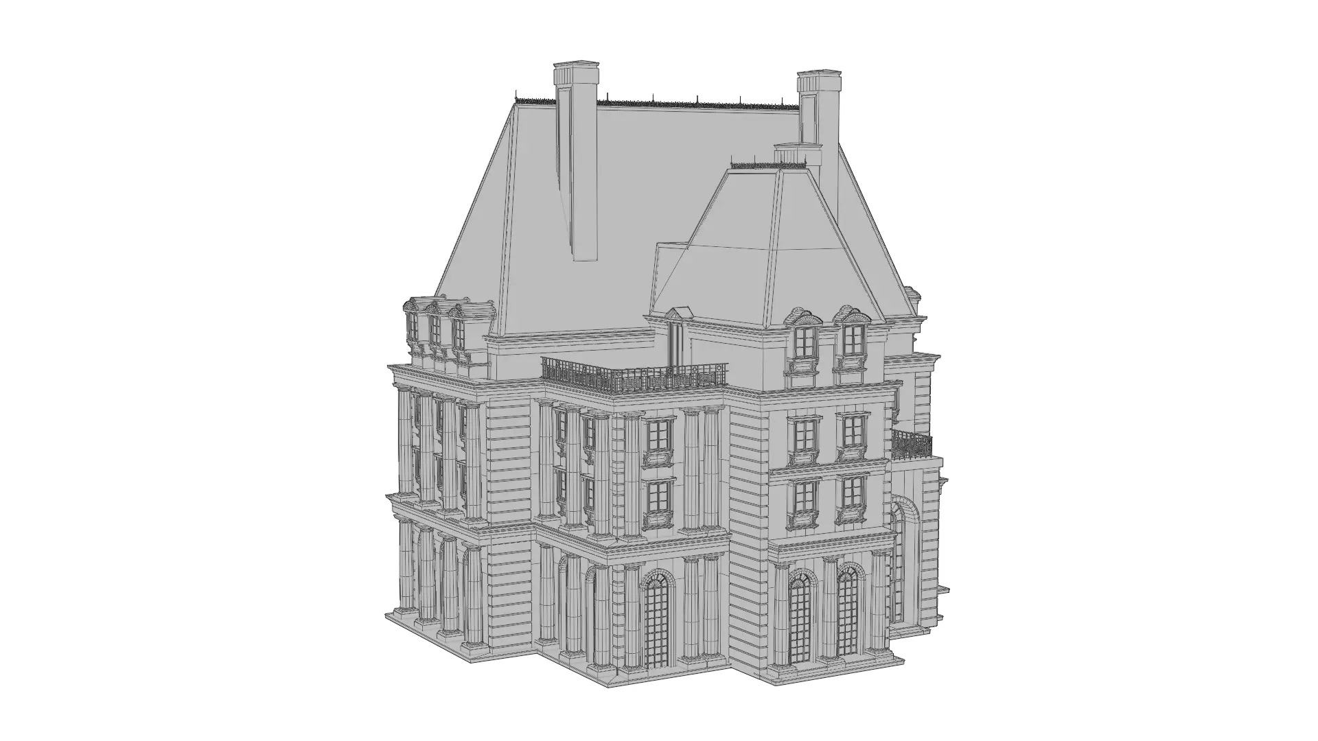 Classical European Building - House 19 3D model_10