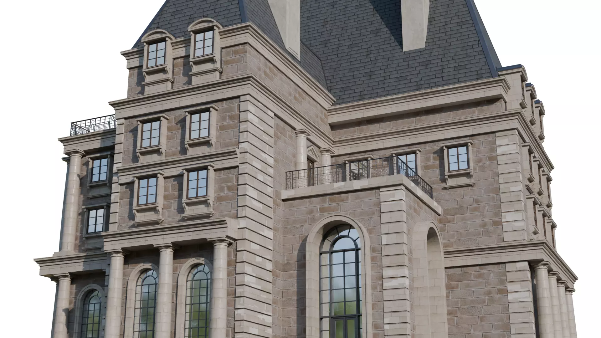 Classical European Building - House 19 3D model_8