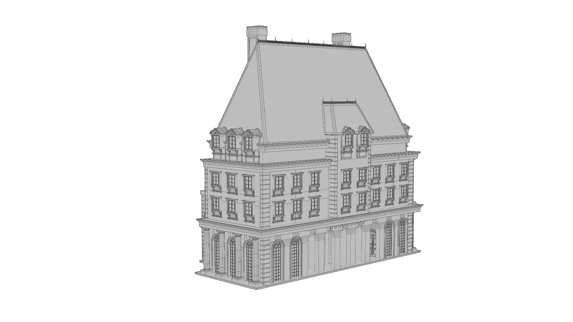 Classical European Building - House 19 3D model_13