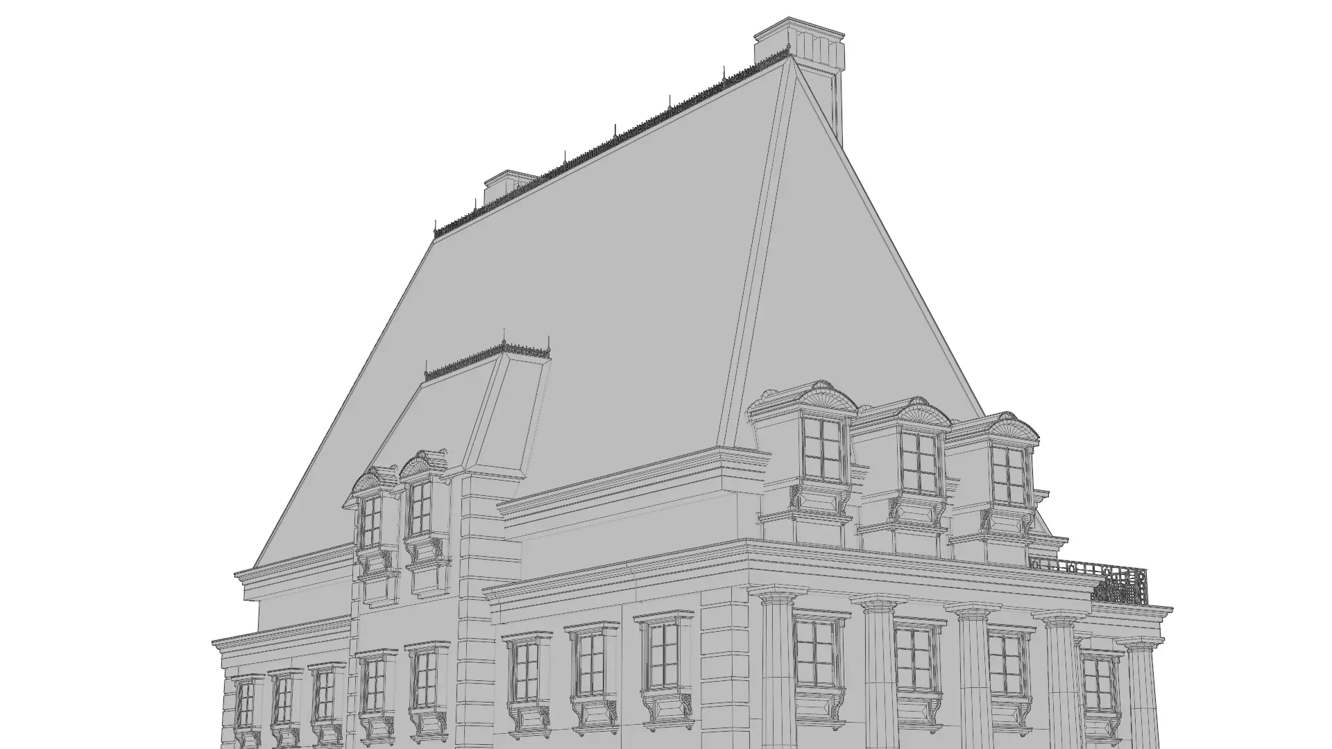 Classical European Building - House 19 3D model_17