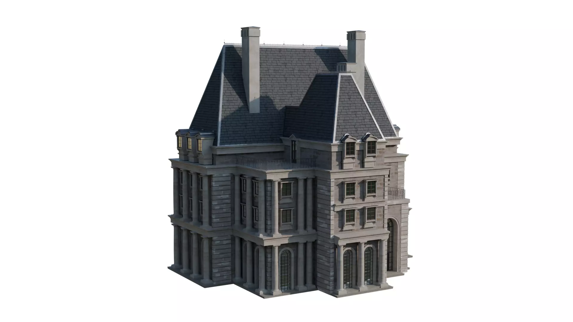 Classical European Building - House 19 3D model_2