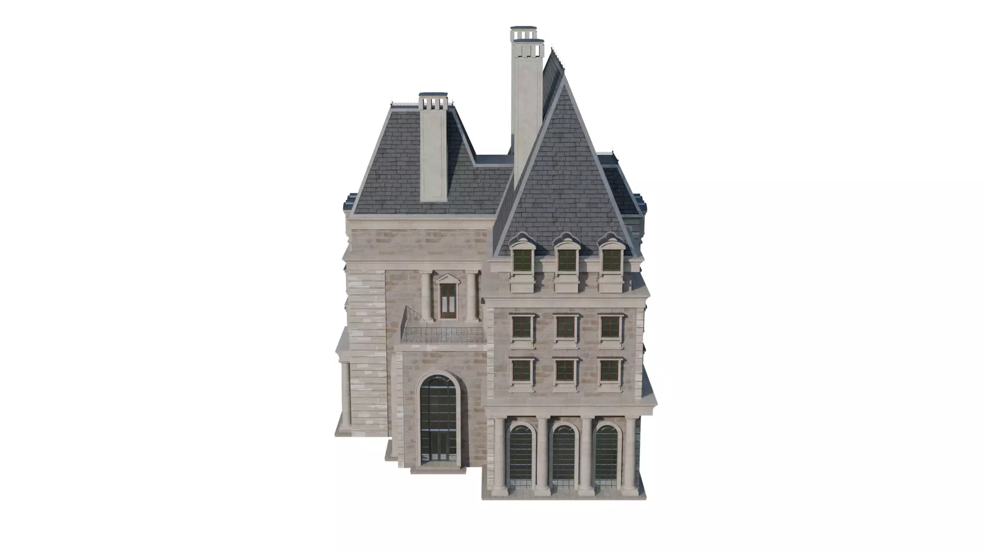 Classical European Building - House 19 3D model_4