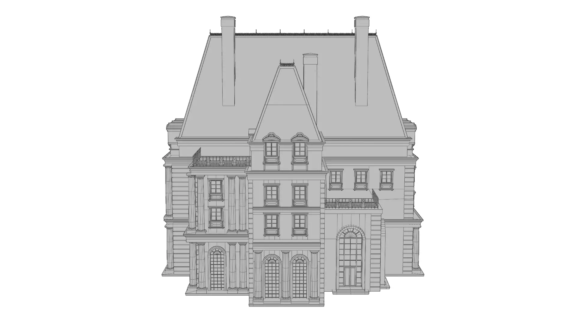 Classical European Building - House 19 3D model_11