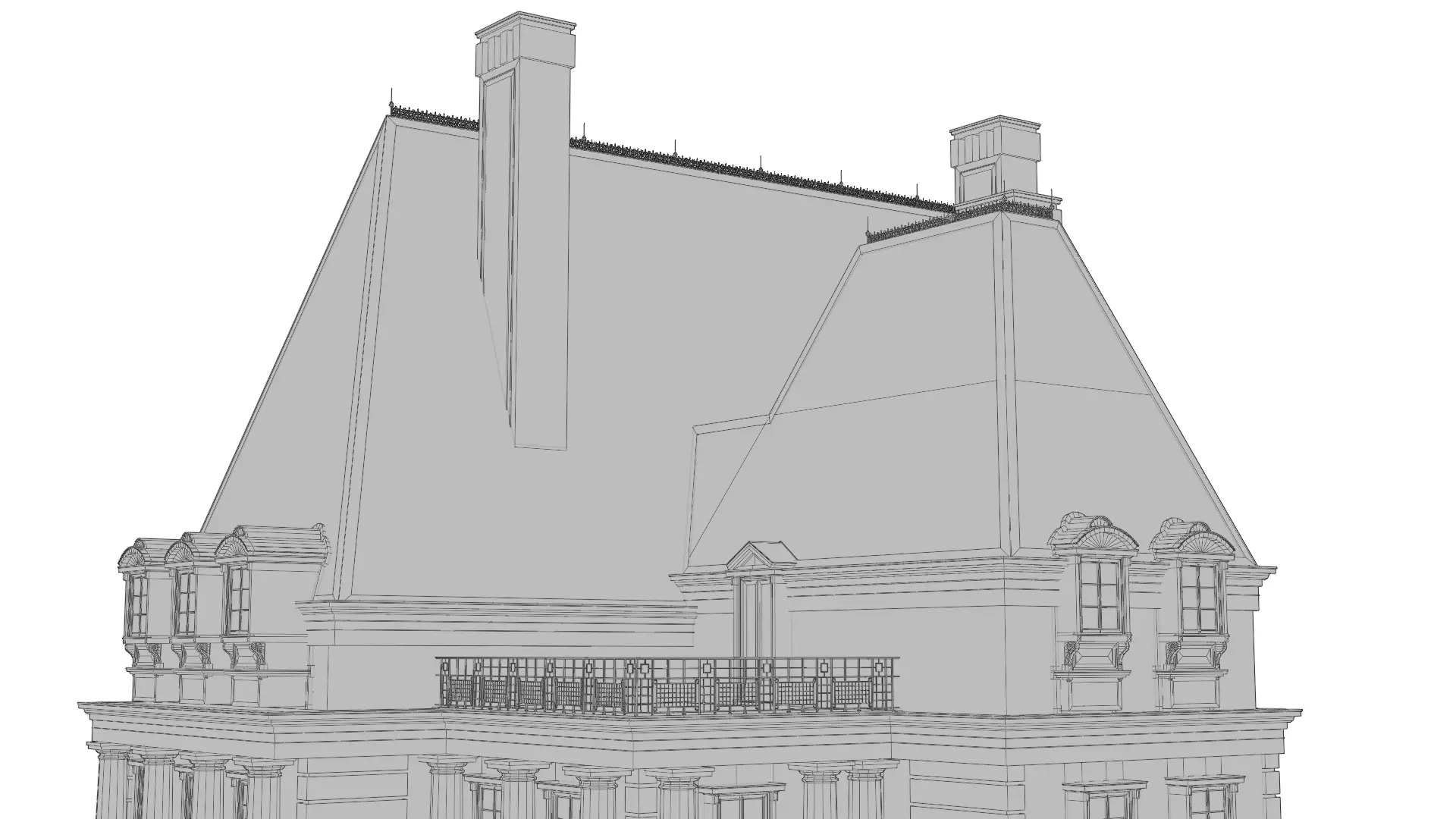 Classical European Building - House 19 3D model_15