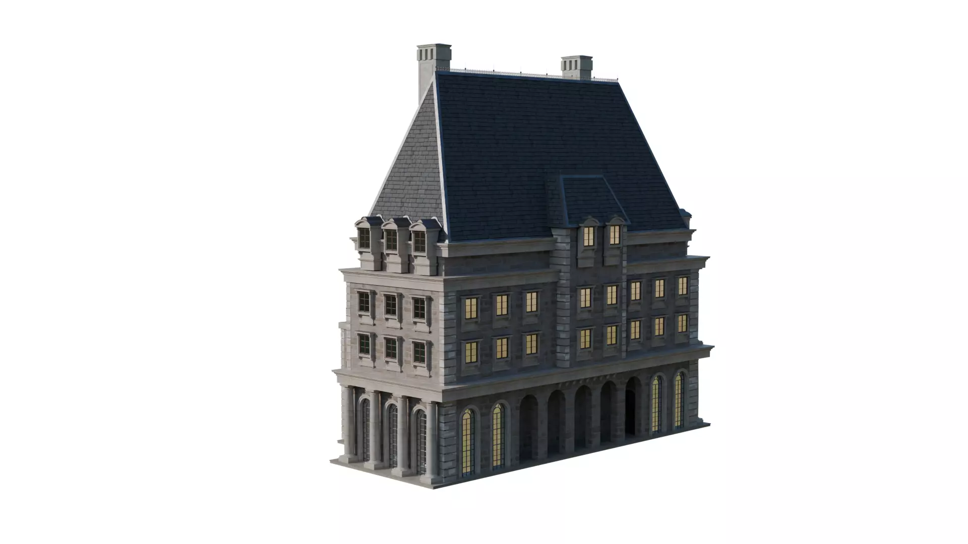Classical European Building - House 19 3D model_5