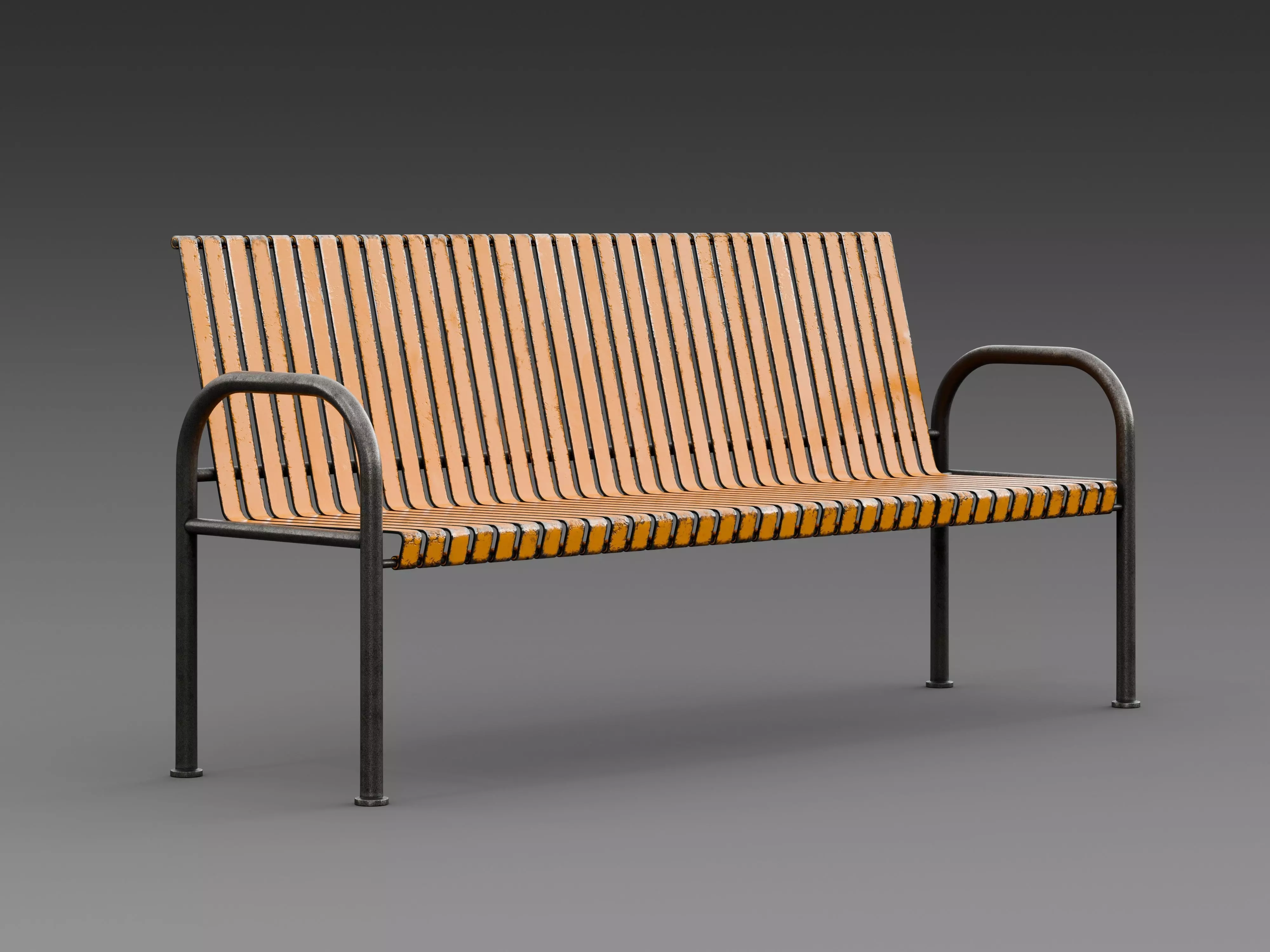 Rustic orange bench 3D model
