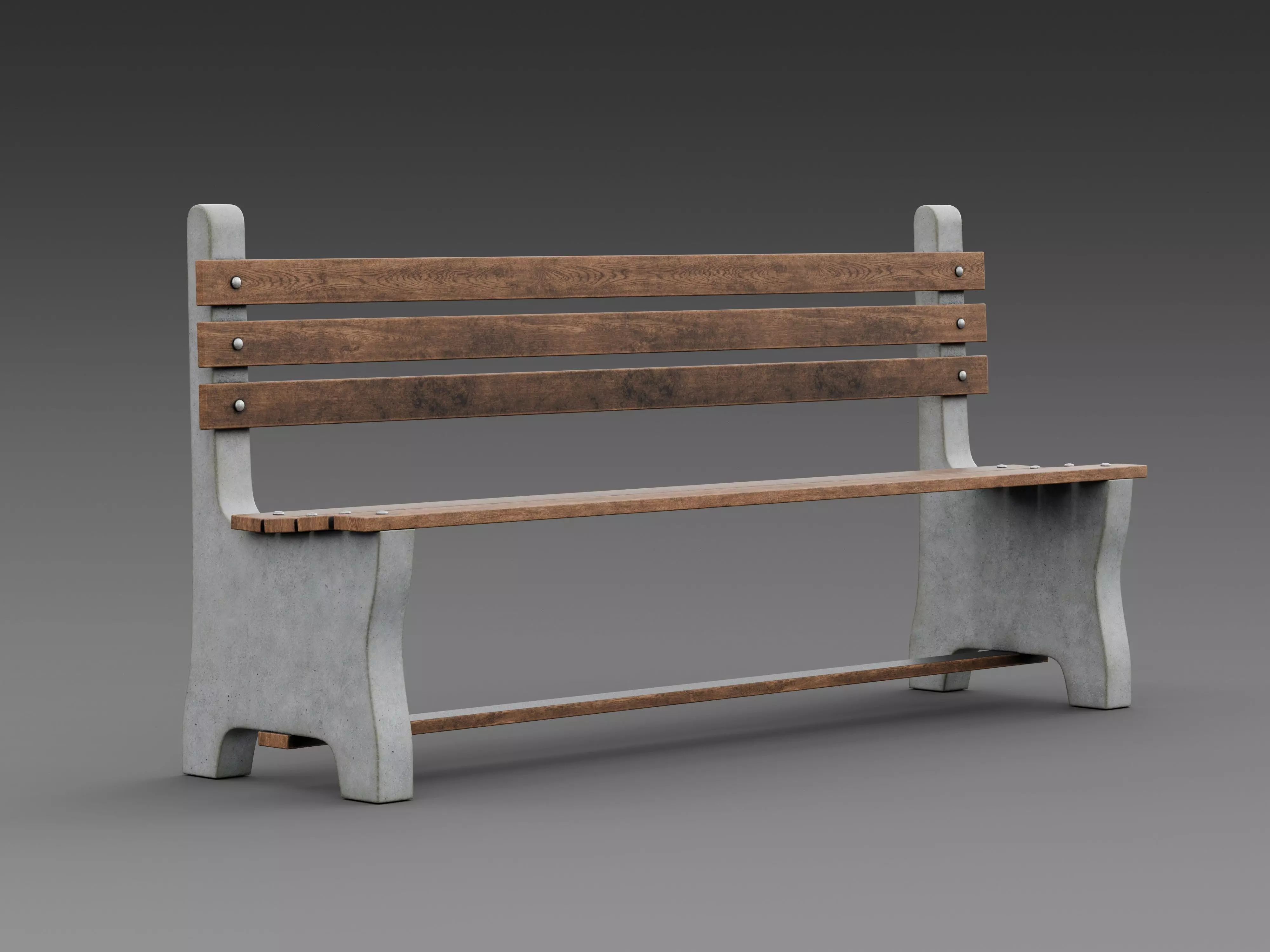 Rustic Concrete Bench 3D model