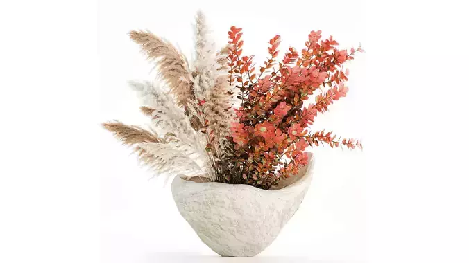 Bouquet autumn flowers branches pampas barberry vase decor