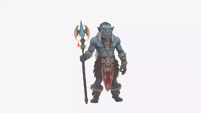Agile Primal Troll Hunter 3D Model  with Camouflage Armor