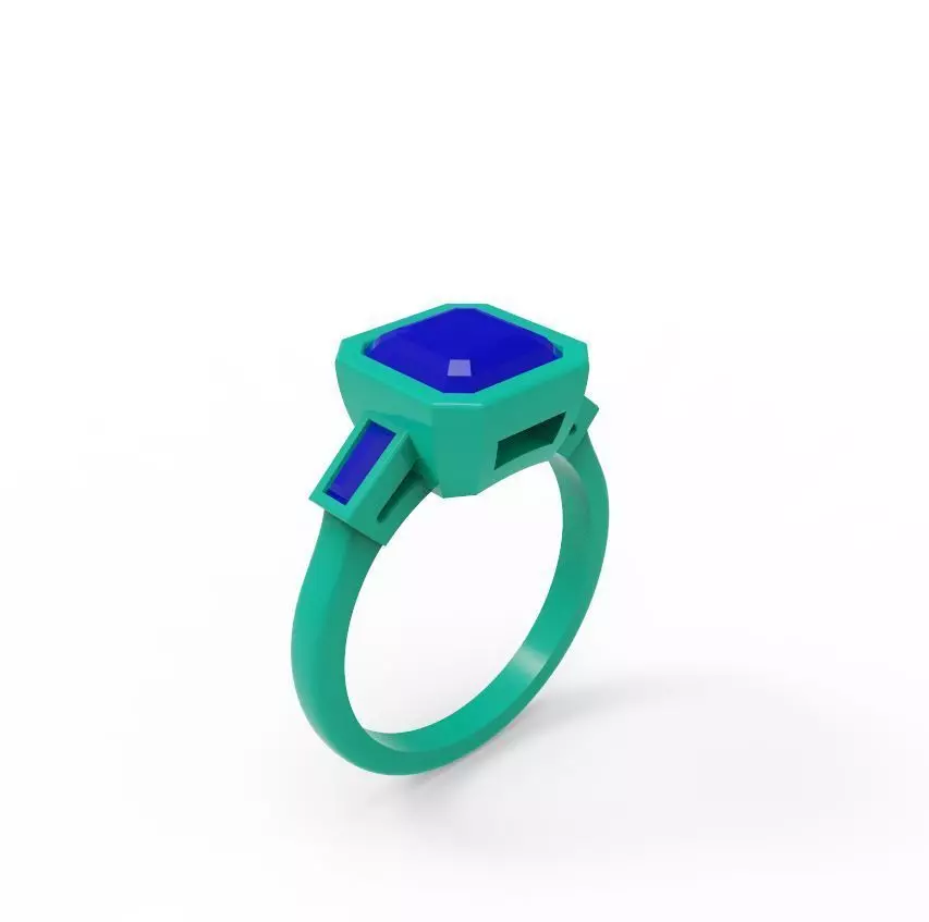 Three stone ring     002 3D print model_6