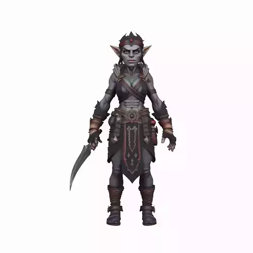 Meticulously Detailed Sneaky Female Troll Rogue 3D Model