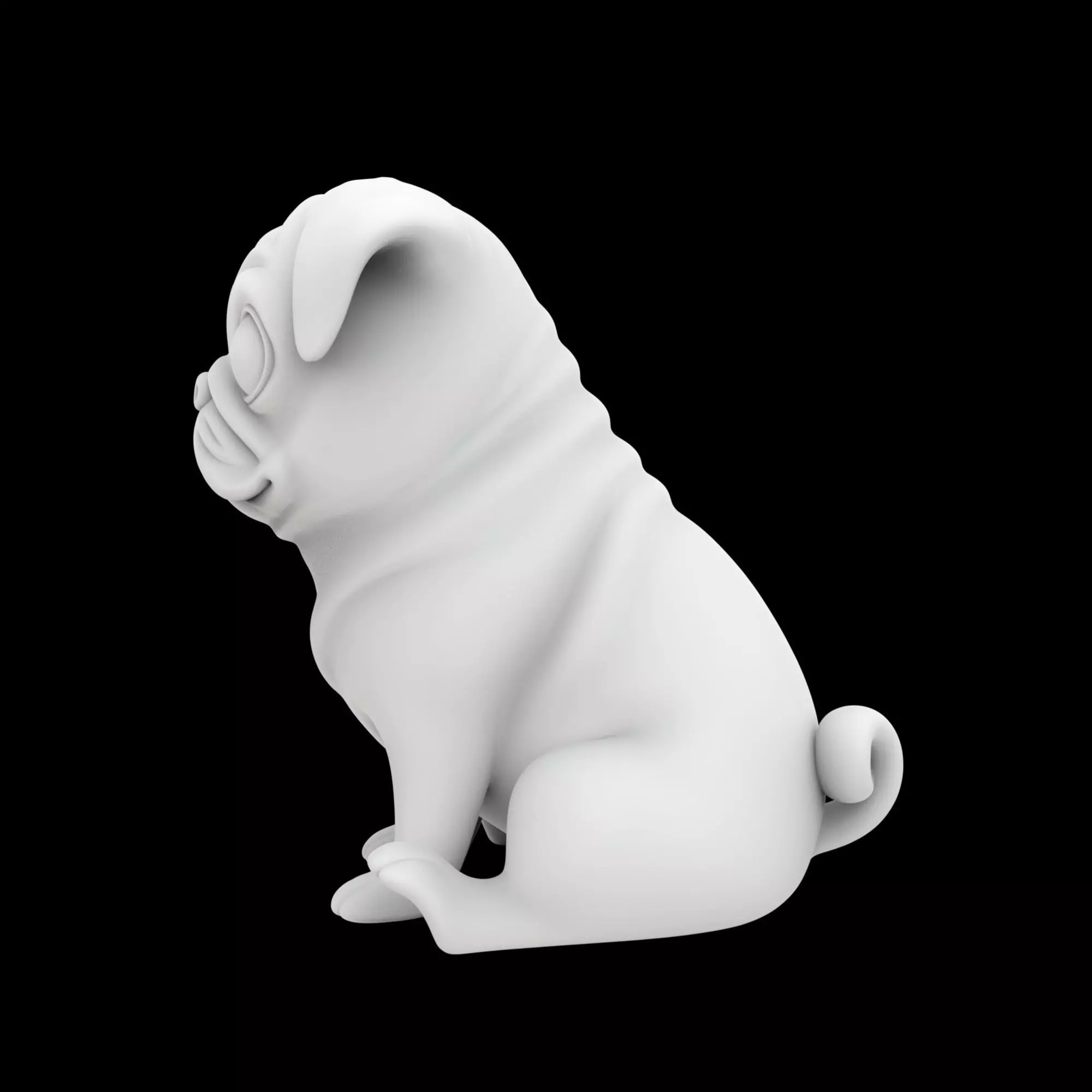 Cute Sitting Pug 3D Print Model 3D print model_2