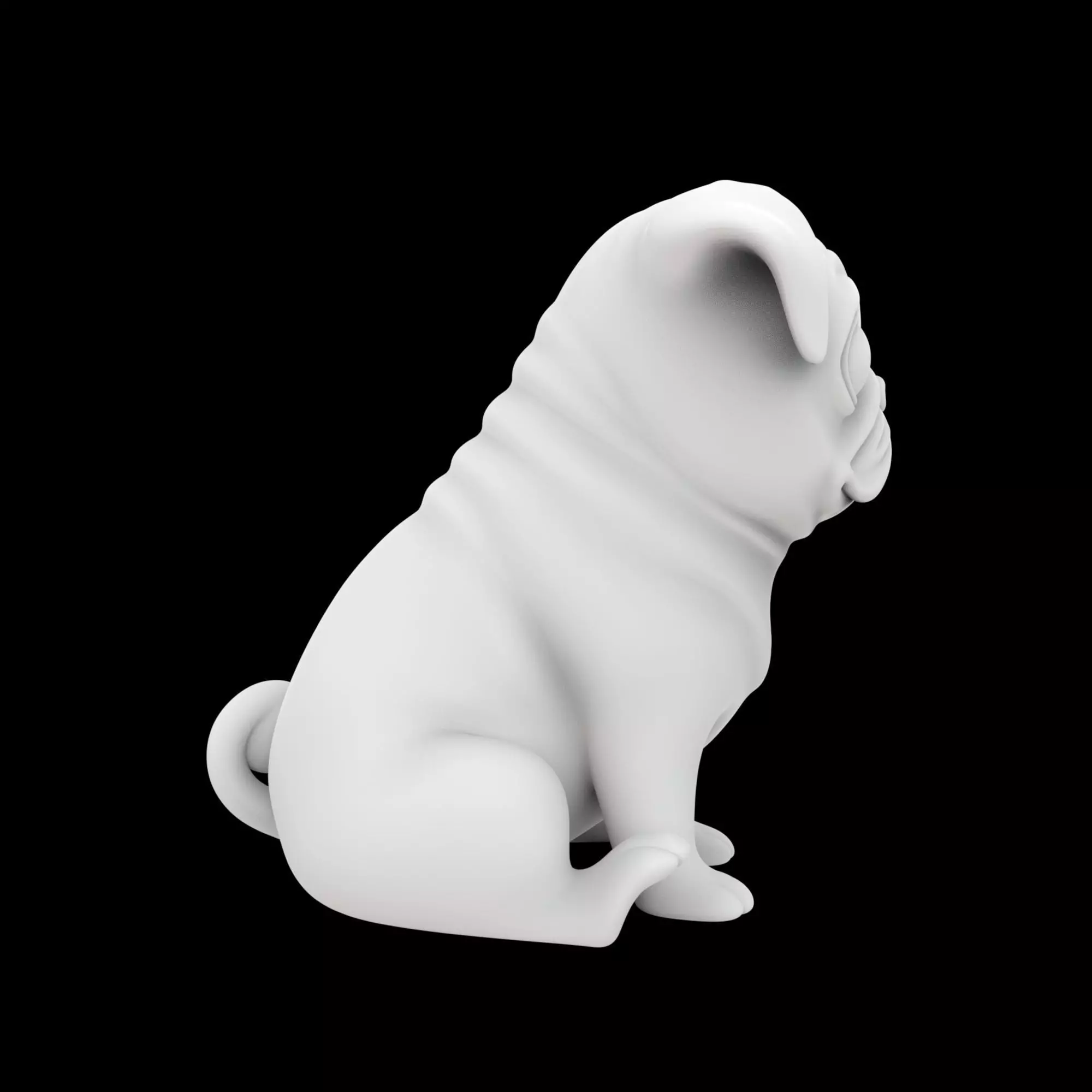 Cute Sitting Pug 3D Print Model 3D print model_5