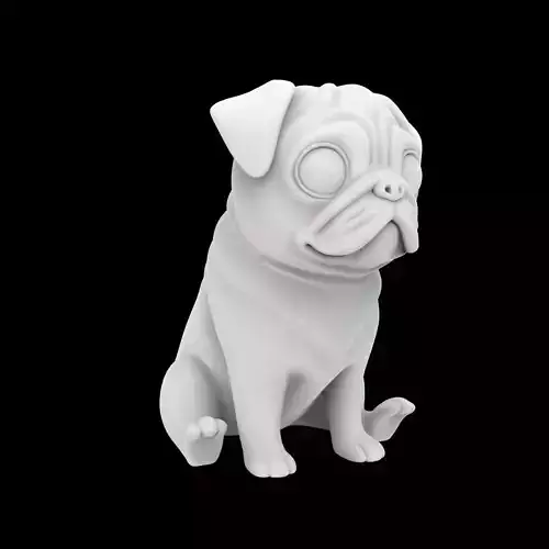 Cute Sitting Pug 3D Print Model