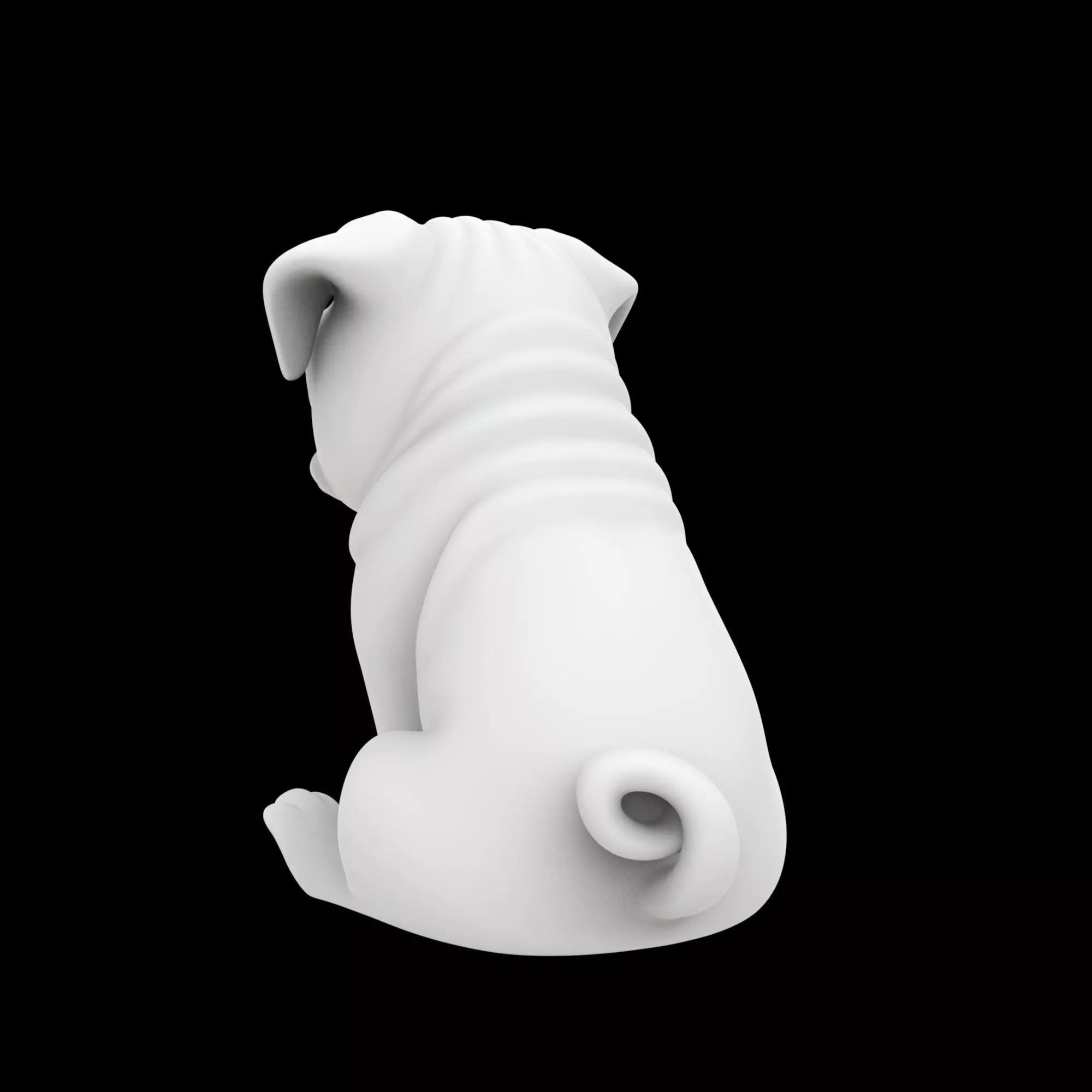 Cute Sitting Pug 3D Print Model 3D print model_3