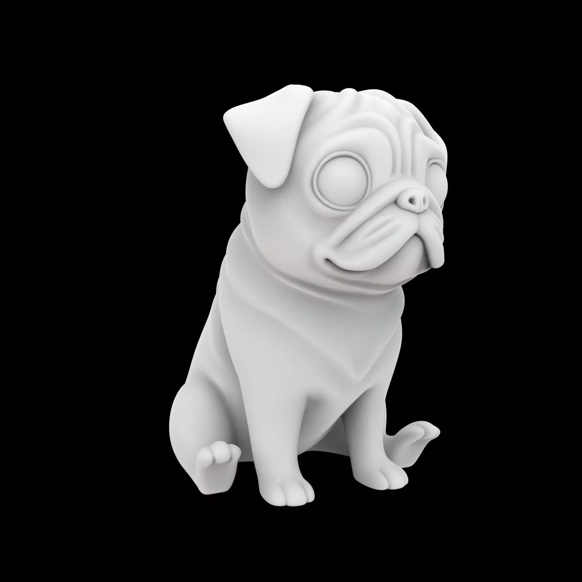 Cute Sitting Pug 3D Print Model 3D print model_6