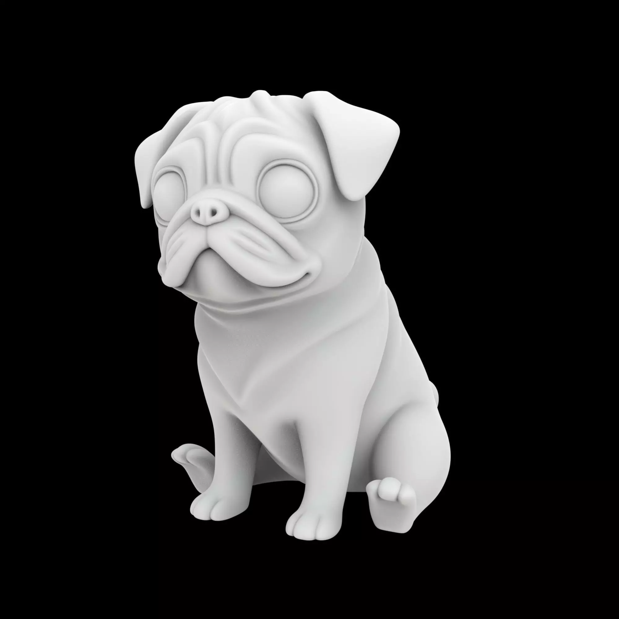 Cute Sitting Pug 3D Print Model 3D print model_1