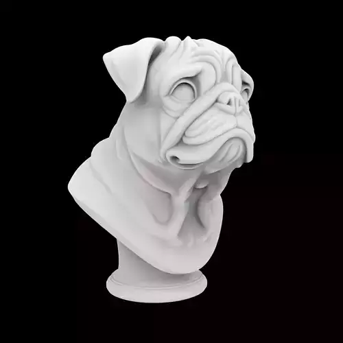 Funny Pug Bust 3D Print Model