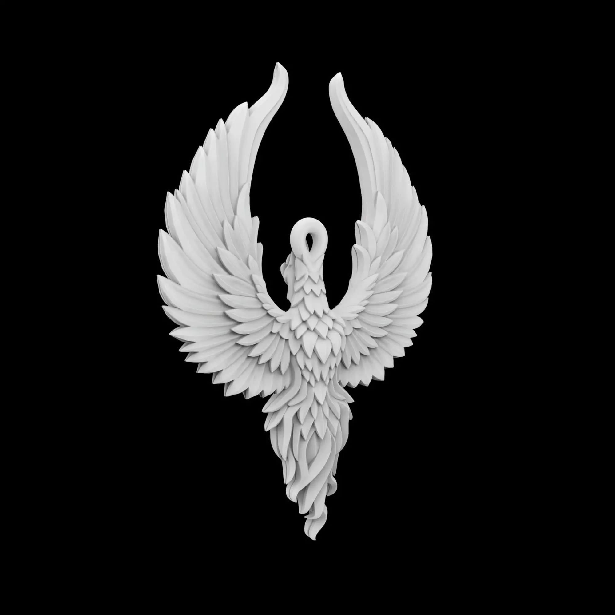 Phoenix Rising from Flames Jewelry 3D Print Model 3D print model_3