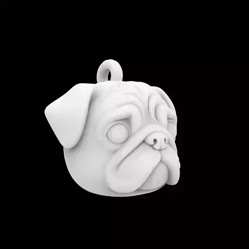 Pug Keychain Charm 3D Print Model