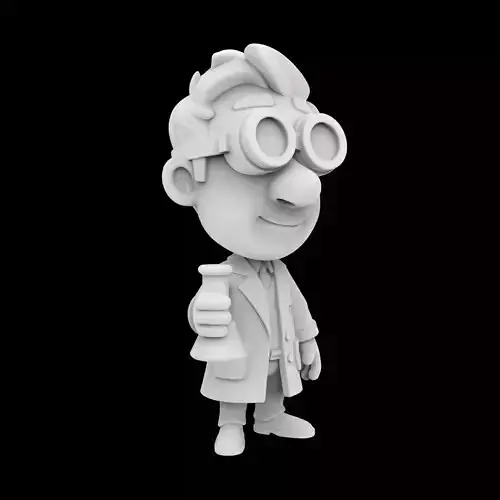 Scientist Cartoon Character 3D Print Model