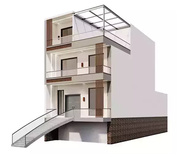 Modern Townhouse Exterior with Roof Terrace