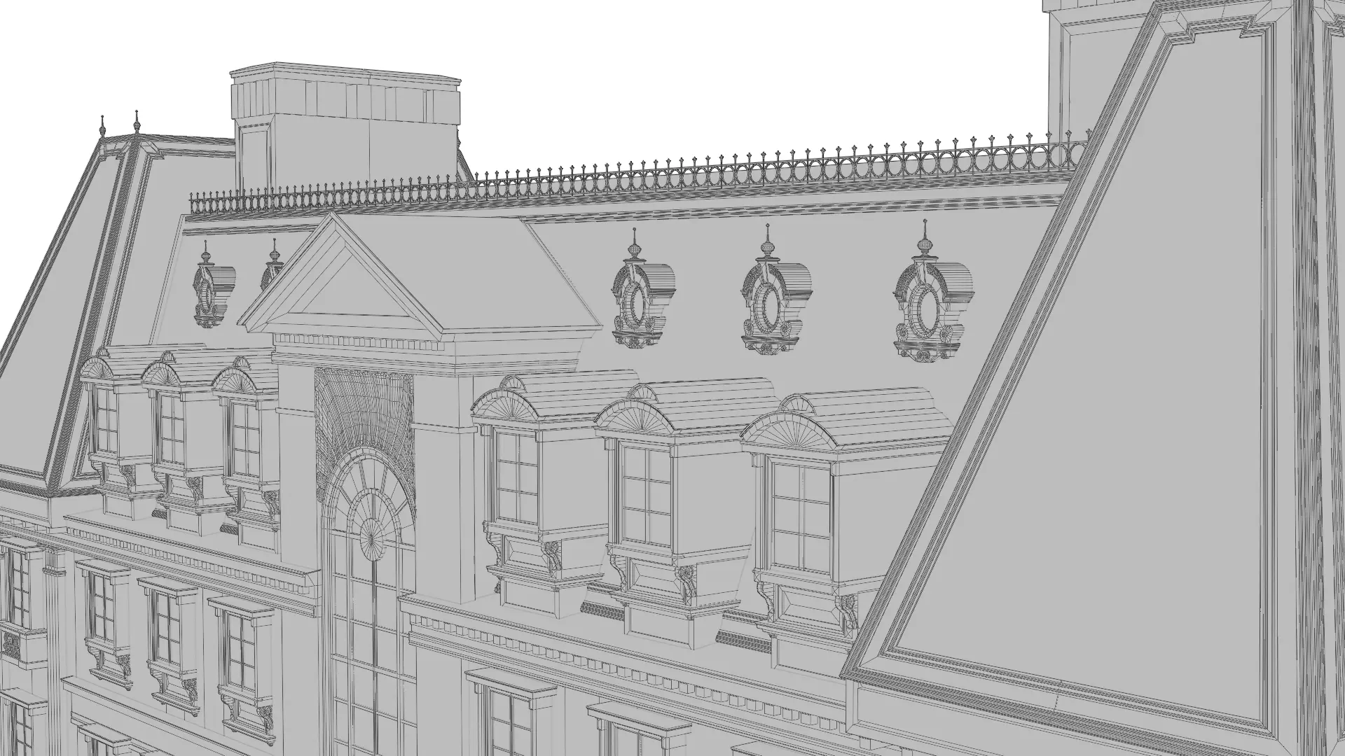 Classical European Building - House 20 3D model_13