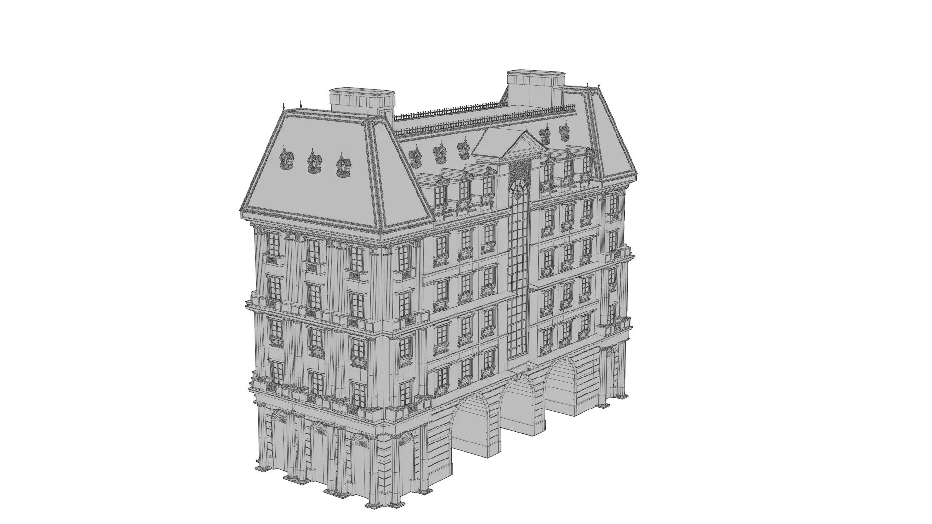 Classical European Building - House 20 3D model_10