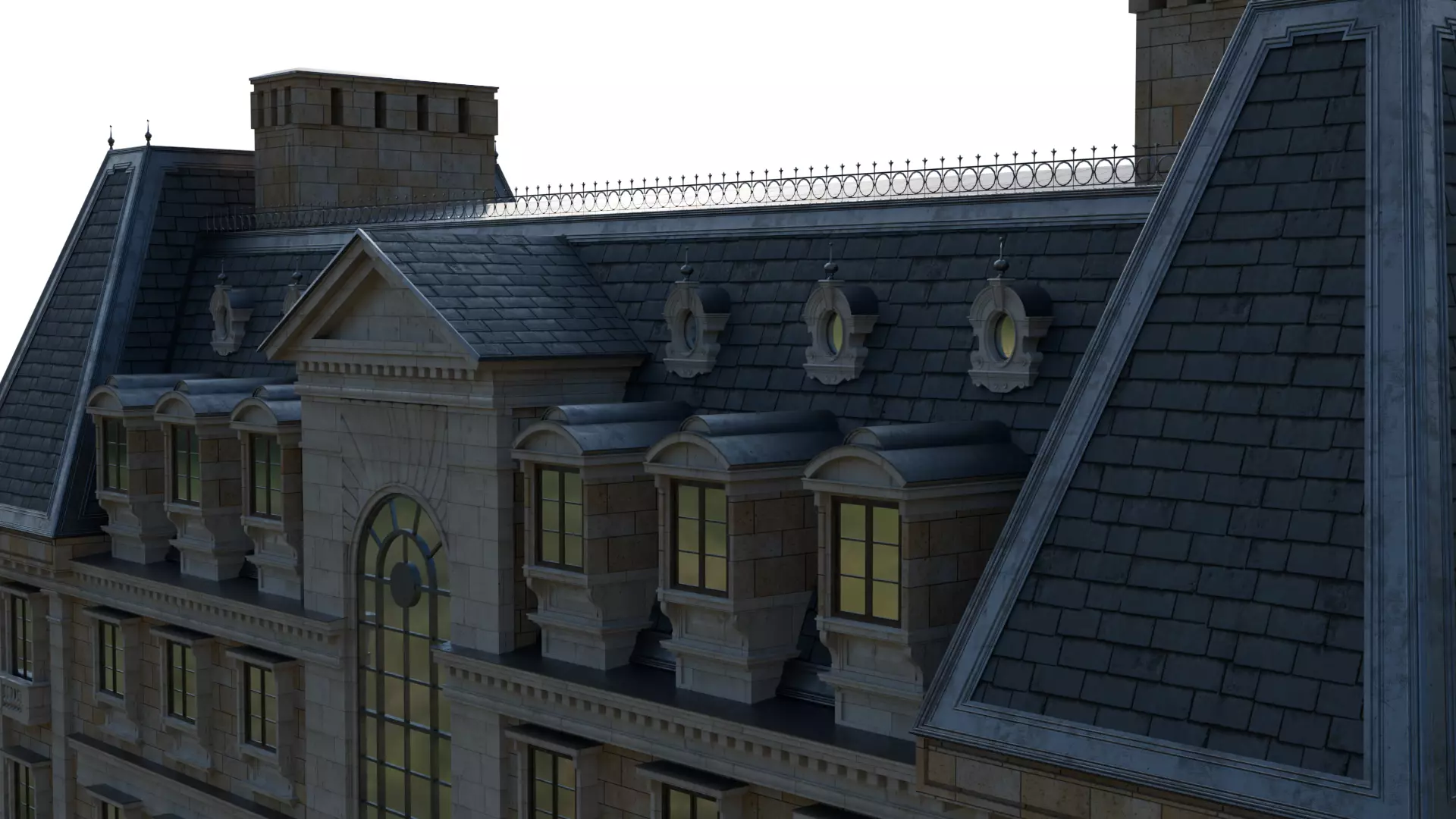 Classical European Building - House 20 3D model_7