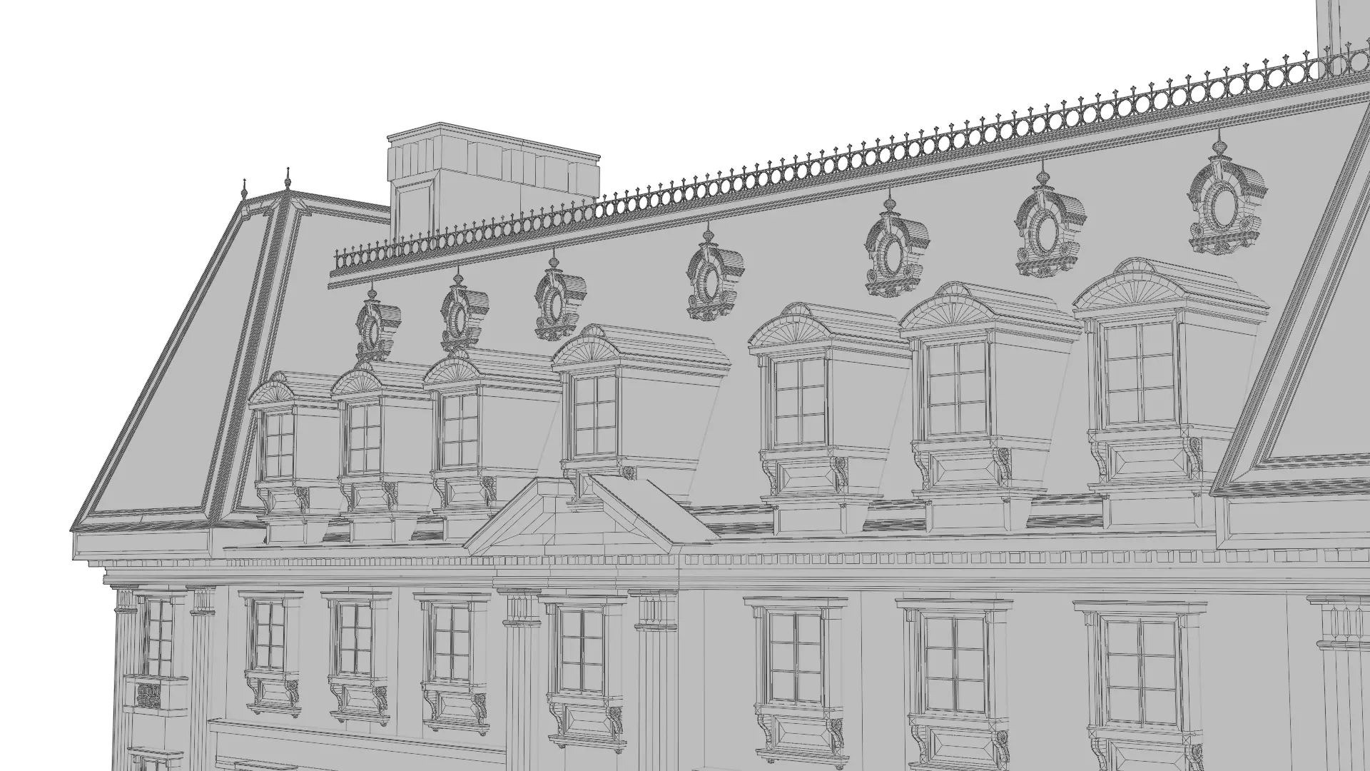 Classical European Building - House 20 3D model_11