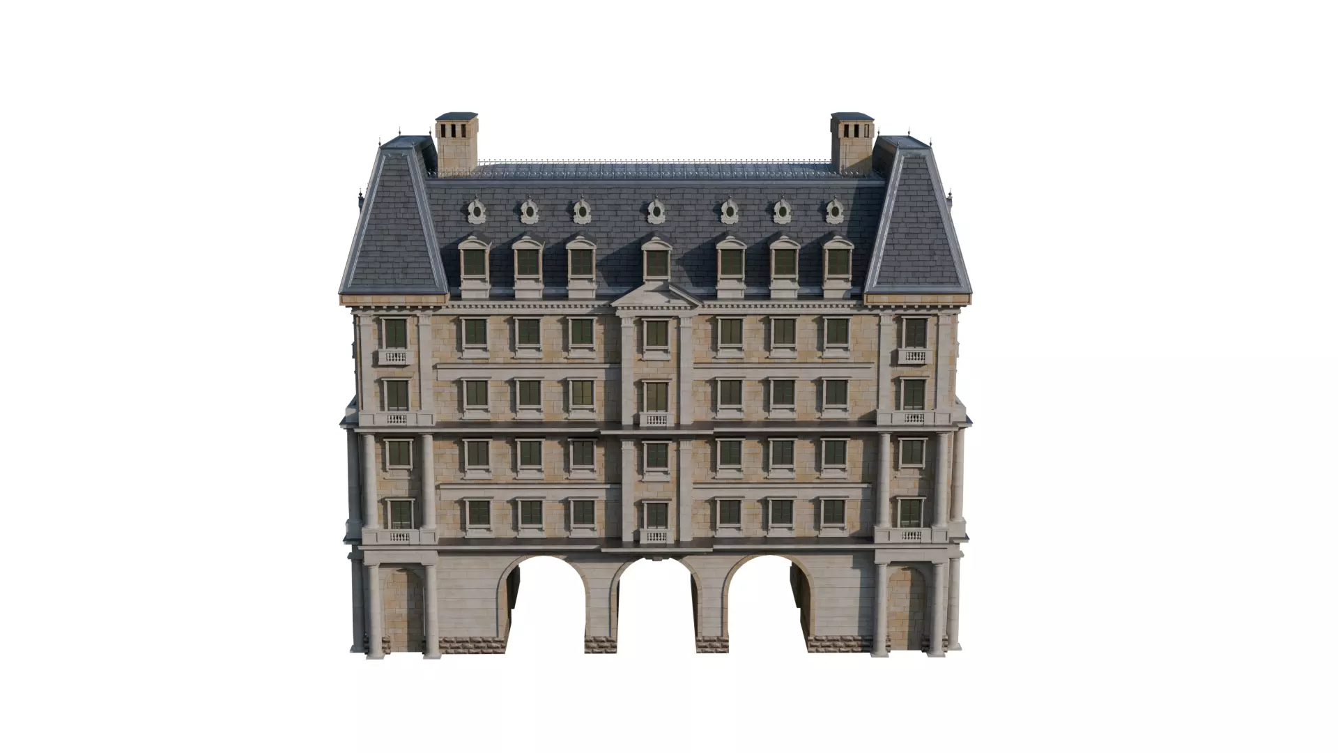 Classical European Building - House 20 3D model_3