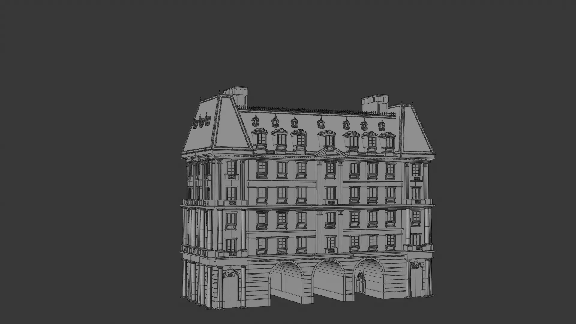 Classical European Building - House 20 3D model_1