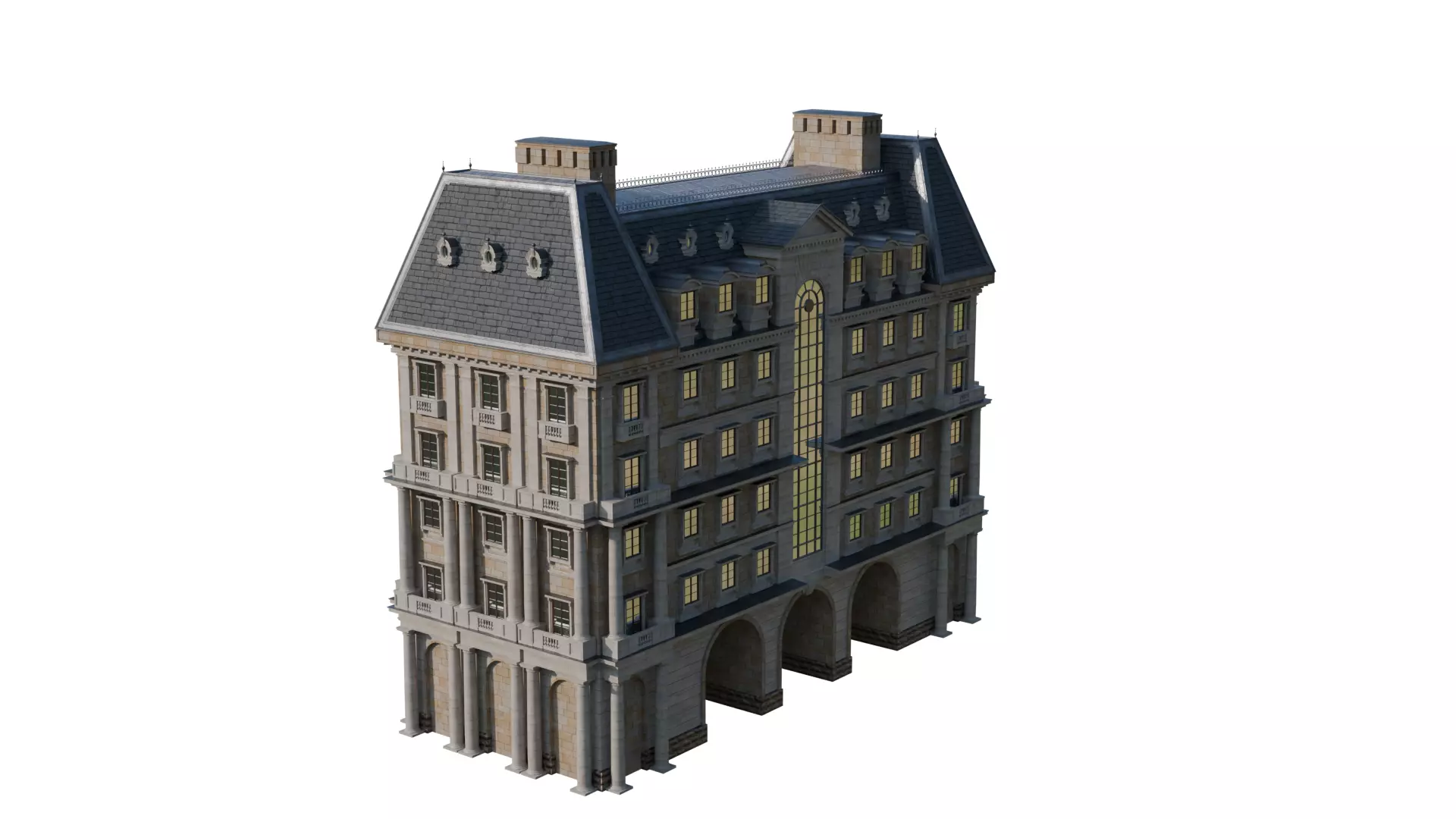 Classical European Building - House 20 3D model_4