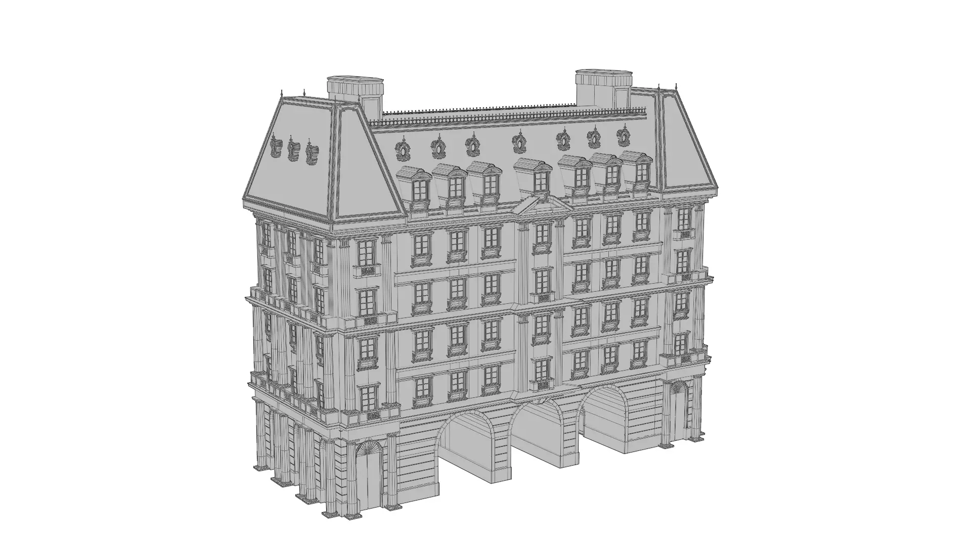 Classical European Building - House 20 3D model_8