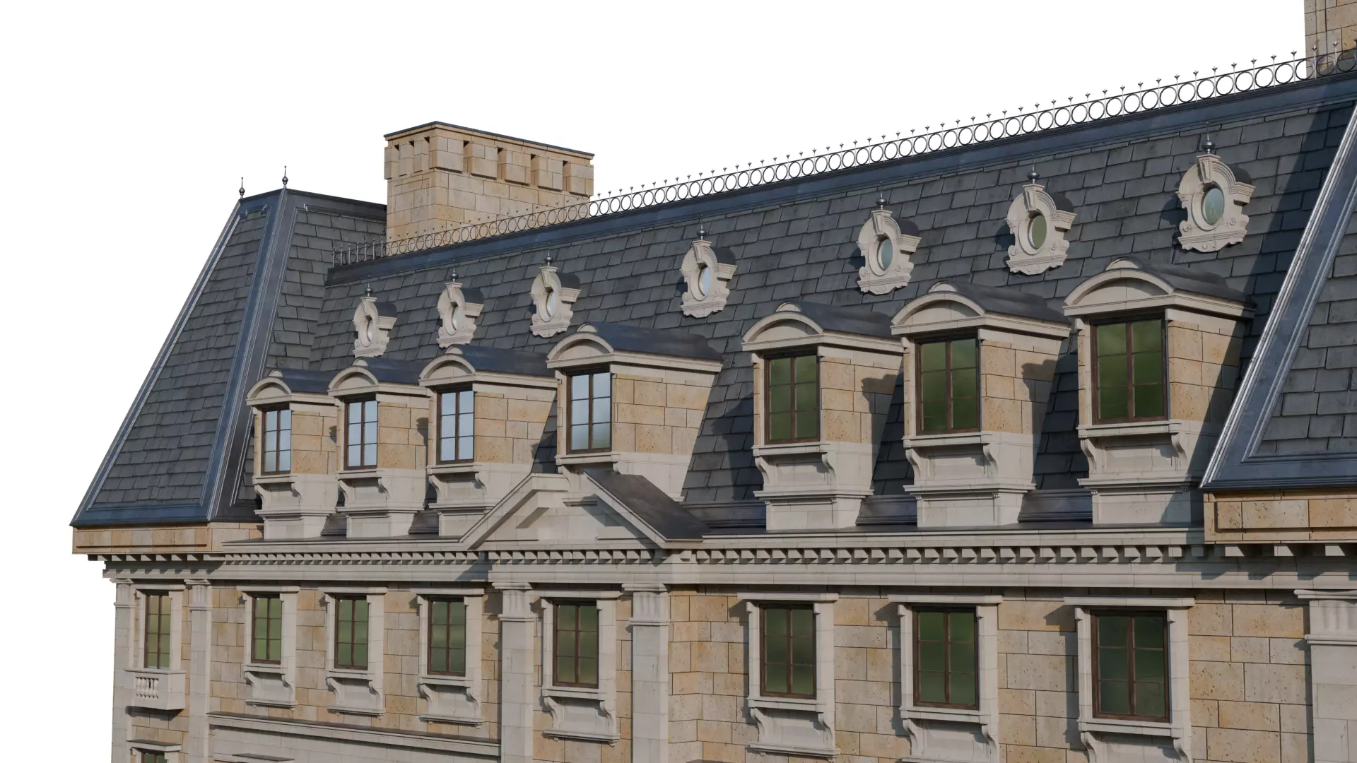 Classical European Building - House 20 3D model_5