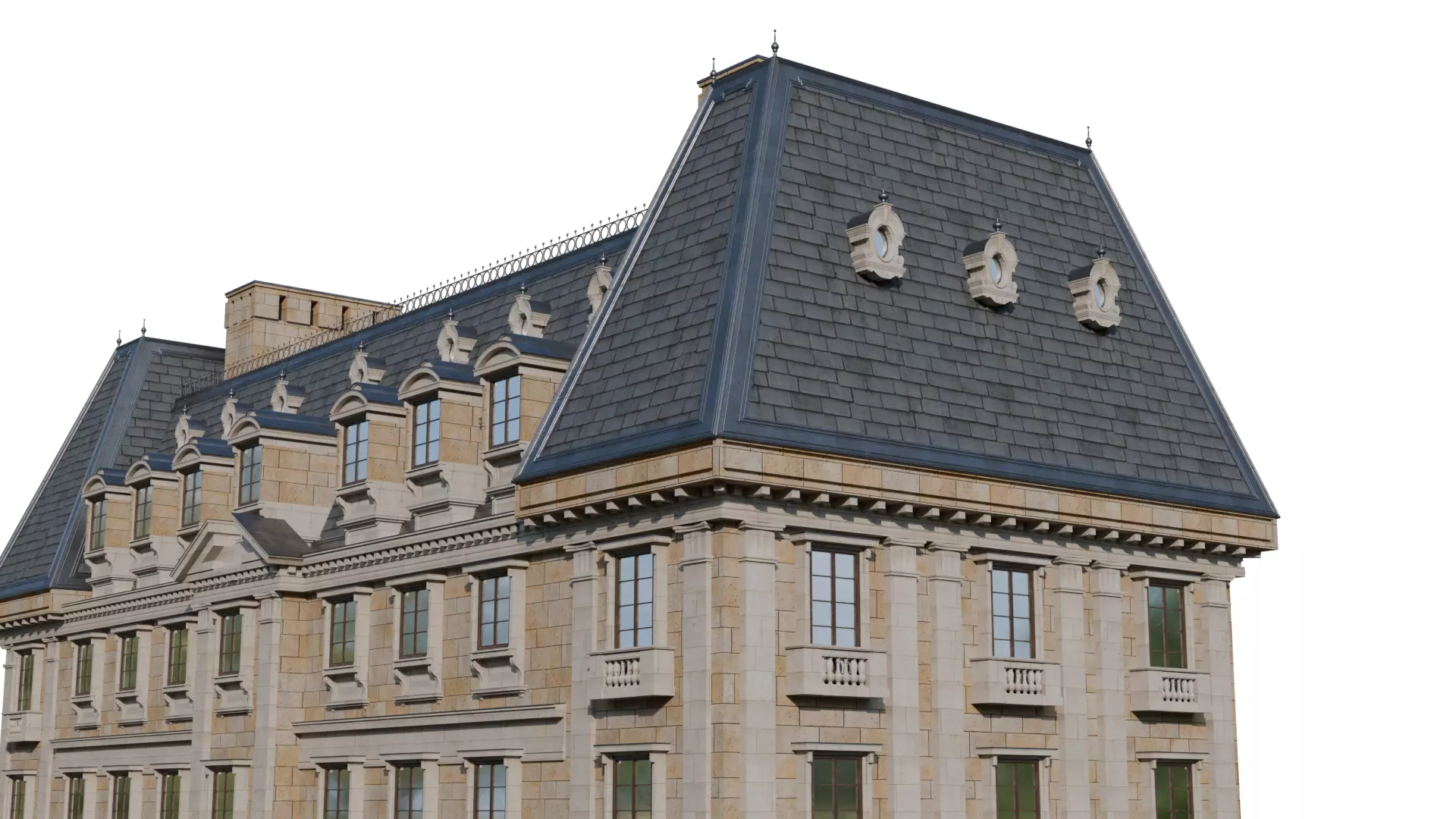 Classical European Building - House 20 3D model_6