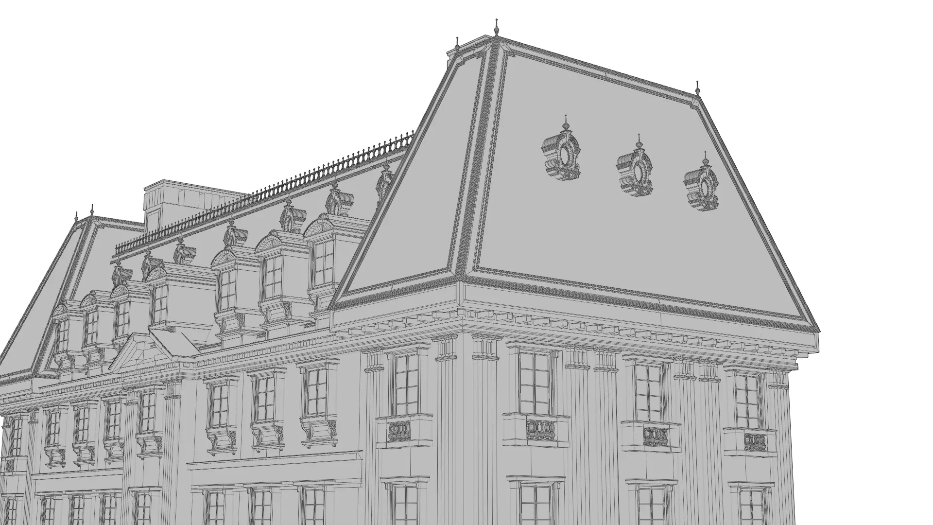 Classical European Building - House 20 3D model_12