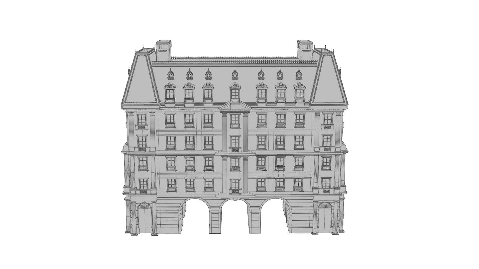 Classical European Building - House 20 3D model_9
