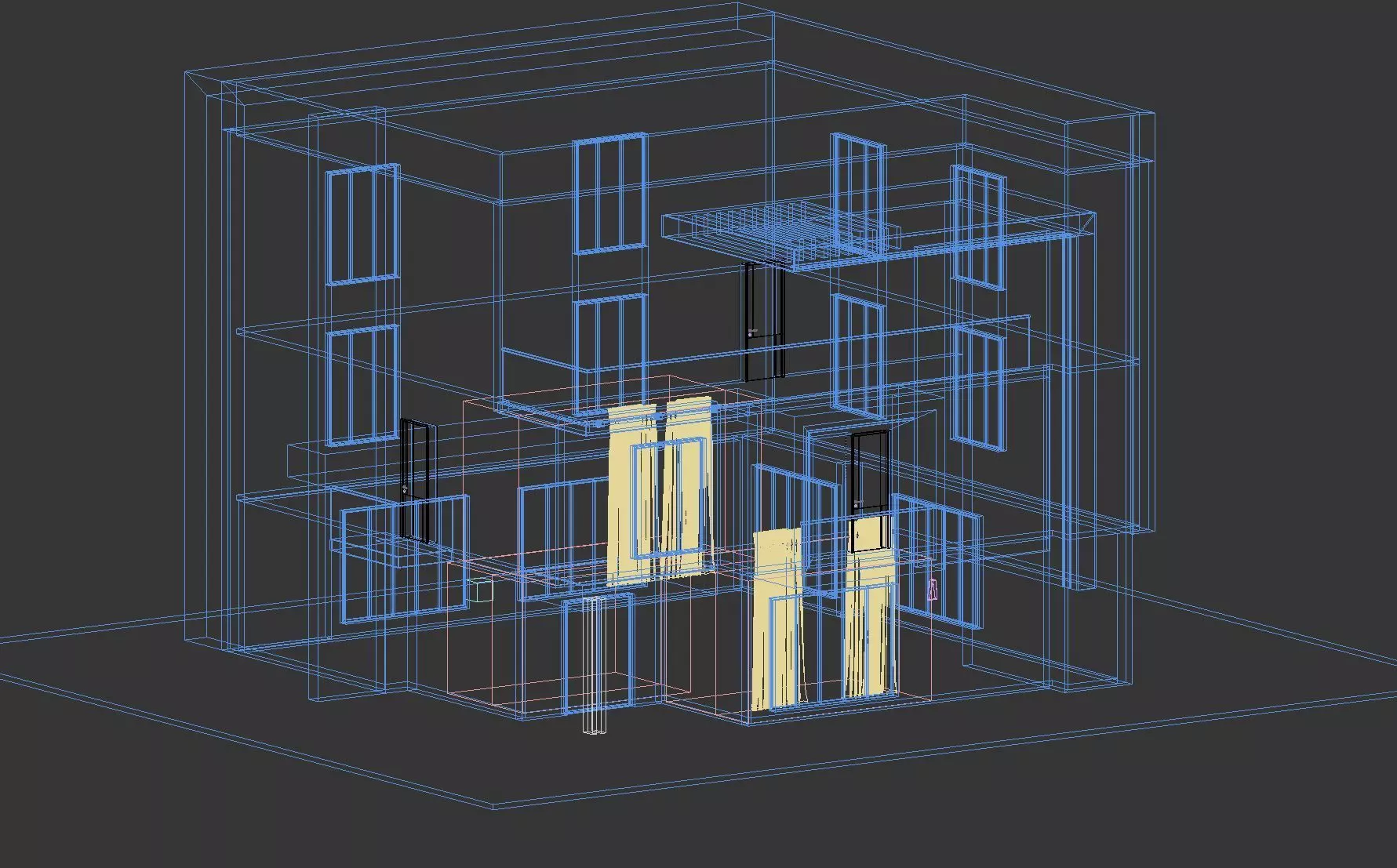 Modern Minimalist Cube House Exterior 3D model_7